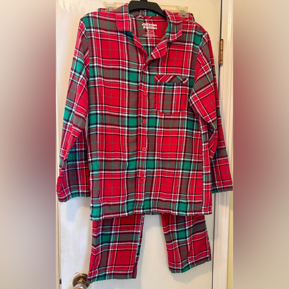 Jammies for your Families Christmas Red Green Plaid Flannel pajamas Men Small